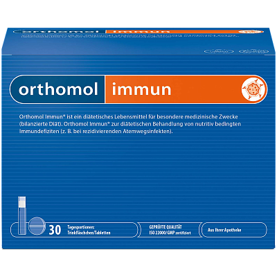 Orthomol Immun для укрепления иммунитета, бутылочки 20 мл+таблетки 450 мг+ таблетки 500 мг, 30 дней
