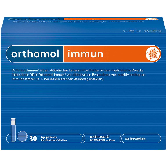 Orthomol Immun для укрепления иммунитета, бутылочки 20 мл+таблетки 450 мг+ таблетки 500 мг, 30 дней