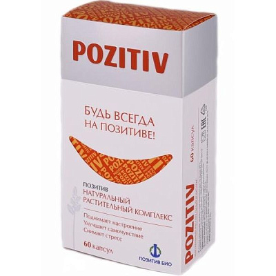 Натуральный растительный комплекс Pozitiv для поднятия настроения и снятия стресса 300 мг, 60 шт