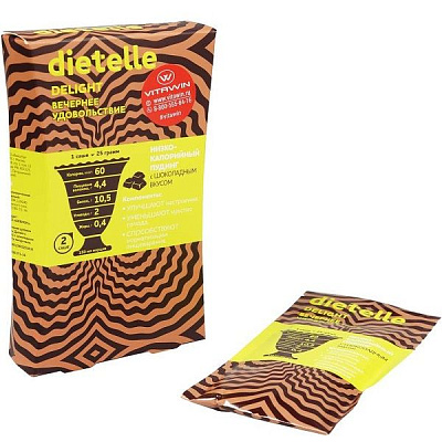 Низкокалорийный шоколадный пудинг Dietelle Delight вечернее удовольствие 25 г, 2 шт