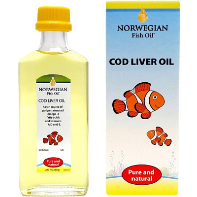 Омега-3 Жир печени трески Cod Liver Oil Norwegian Fish Oil, 240 мл