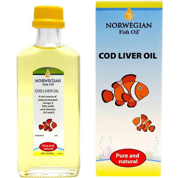 Омега-3 Жир печени трески Cod Liver Oil Norwegian Fish Oil, 240 мл
