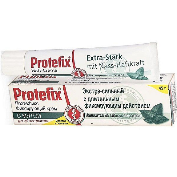 Фиксирующий экстра сильный крем для зубных протезов Protefix с мятой, 40 мл
