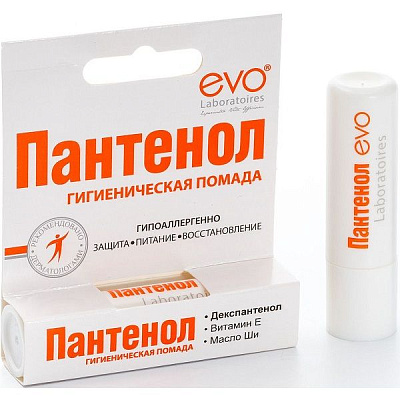 Гигиеническая губная помада Evo Пантенол для питания, защиты и восстановления губ, 2,8 г