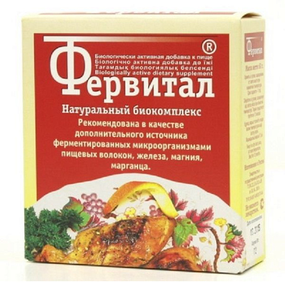 Натуральный биокомплекс Фервитал для восстановления микрофлоры ЖКТ, 60 г