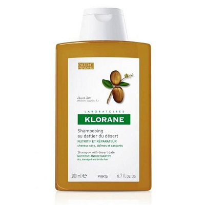 Шампунь с маслом финика питательный для сухих ломких и поврежденных волос Klorane, 200 мл