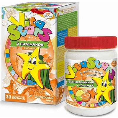 Мультивитаминный комплекс с холином Vita Stars Цитрусовый микс 3 г, 30 шт