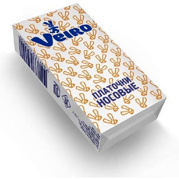 Бумажные носовые платочки 3-слойные без аромата Veiro, 10 шт