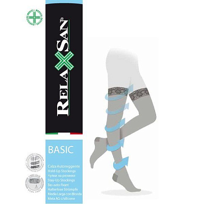 Компрессионные чулки Relaxsan Stay-Up на резинке 70 ден телесного цвета, размер 5