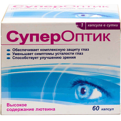 СуперОптик Защитное действие на структуре глаза Акрихин, 850 мг, 60 капсул
