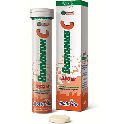Витамин С шипучий MultiVita 250 мг, 20 шт
