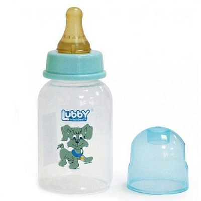 Бутылочка с соской веселые животные от 0 месяцев Lubby, 125 мл