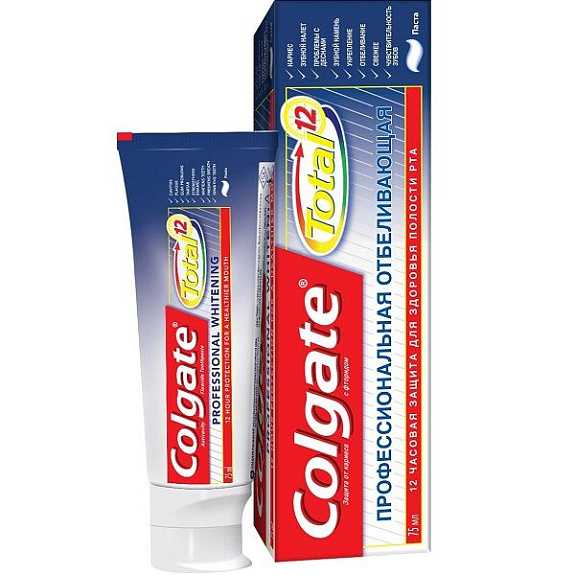 Зубная паста Colgate Total 12 Профессиональная отбеливающая, 75 мл