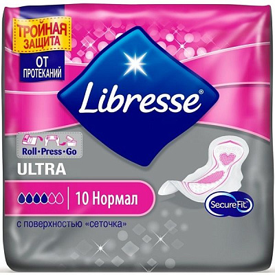 Гигиенические прокладки Libresse Ultra Normal с поверхностью сеточка, 10 шт