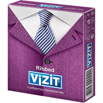 Презервативы Vizit Ribbed Ребристые, 3 шт