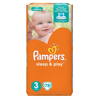 Подгузники для детей Sleep & Play Midi Pampers 5-9 кг, 78 шт