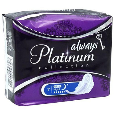 Прокладки гигиенические с крылышками Platinum Ultra Night Always, 7 шт