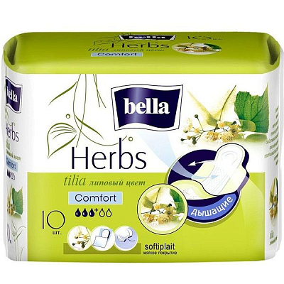 Женские гигиенические прокладки Bella Comfort Herbs tilia Липовый цвет, 10 шт