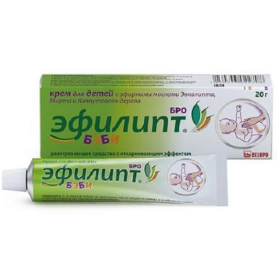 Разогревающий крем для детей Эфилипт Бро Бэби с отхаркивающим эффектом, 20 г