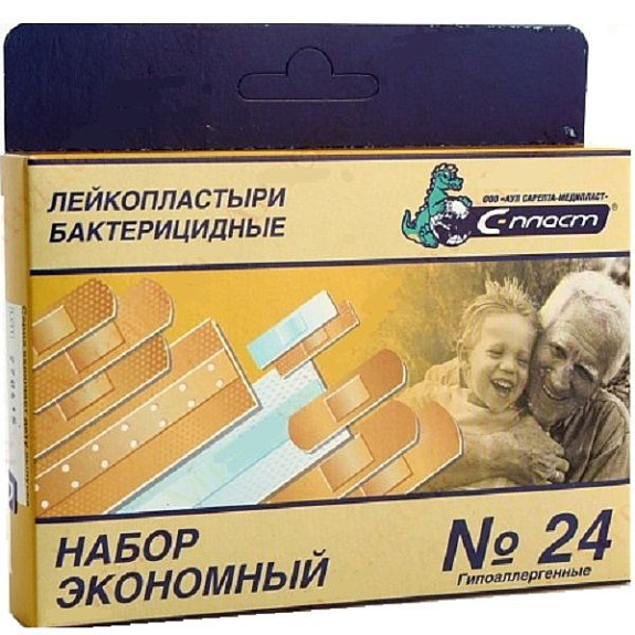 Набор бактерицидных лейкопластырей Экономный С-пласт, 24 шт