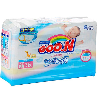 Подгузники для новорожденных Goon до 5 кг, 36 шт