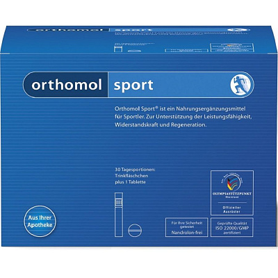 Orthomol Sport Таурин Ортомол Спорт питьевые бутылочки, 20 мл/таблетки, 1 г, 30 дней
