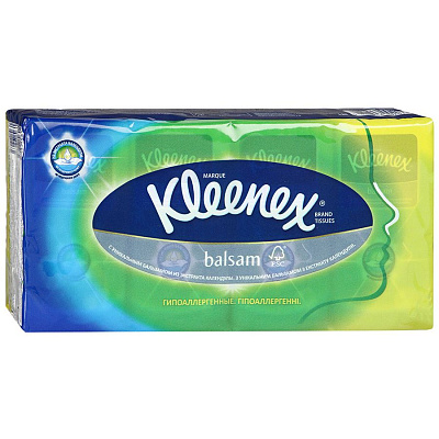 Носовые платки бальзам Kleenex, 8 х 9 шт