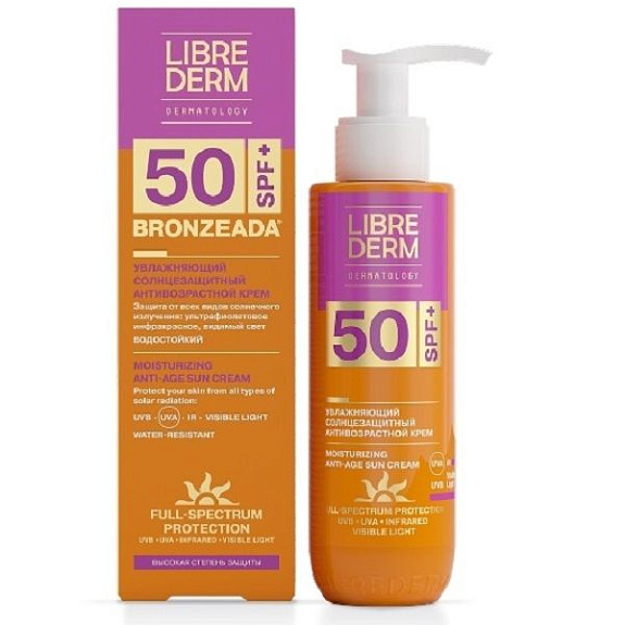 Увлажняющий солнцезащитный крем Librederm Bronzeada Full Spectrum Anti-Age SPF50, 150 мл