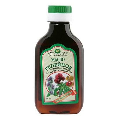 Репейное масло с касторовым маслом и витаминами Мирролла, 100 мл