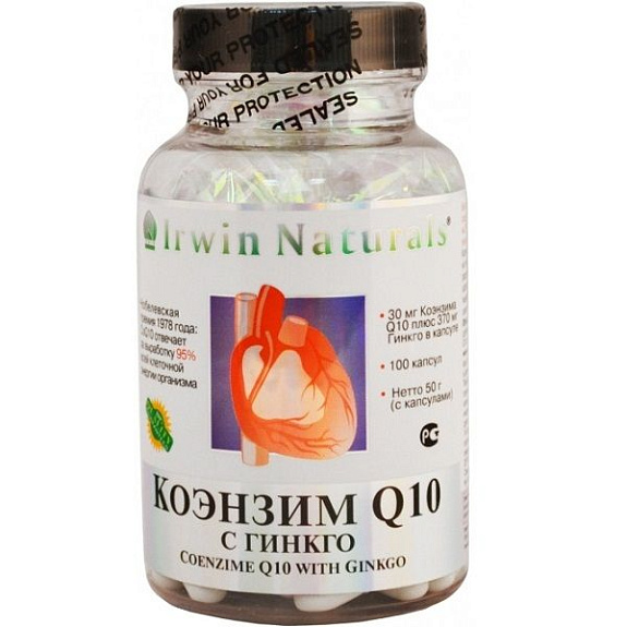 Источник жизненной энергии для сердца и сосудов Коэнзим Q10 с гинкго, 100 шт