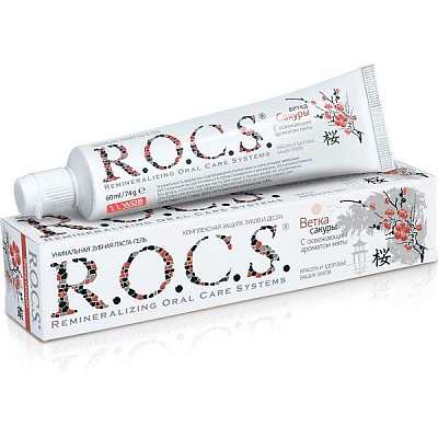 Зубная паста R.O.C.S. Ветка сакуры с освежающим ароматом мяты, 74 г