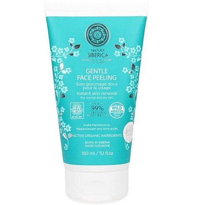 Нежный пилинг для лица Мгновенное обновление кожи для сухой и нормальной кожи Natura Siberica, 150 мл