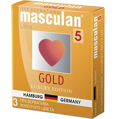 Презервативы Masculan 5 Ultra Gold Золотого цвета, 3 шт