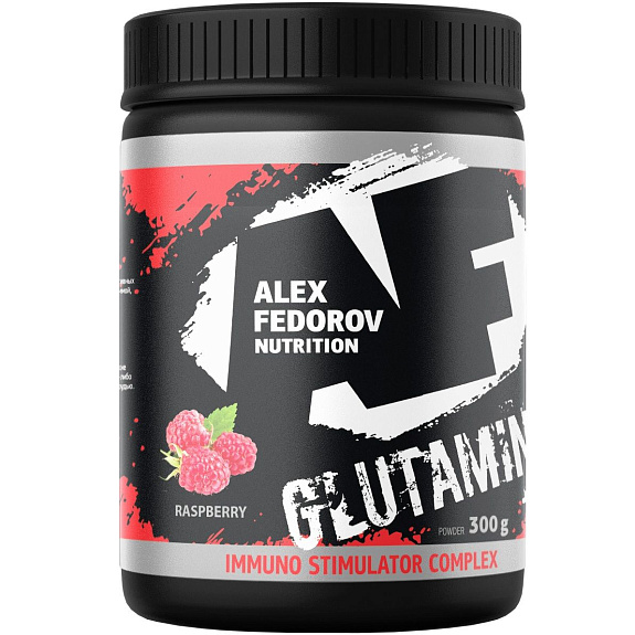 L-глютамин с эхинцеей и витаминами Glutamine +ISC малина Alex Fedorov Nutrition, 300 г