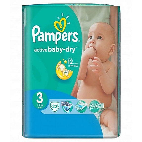 Подгузники для детей Active Baby-Dry Midi Pampers 4-9 кг/5-9 кг, 22 шт