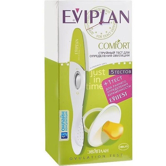 Тест на овуляцию Eviplan Comfort 5 шт + 1 тест для раннего определения беременности Evitest