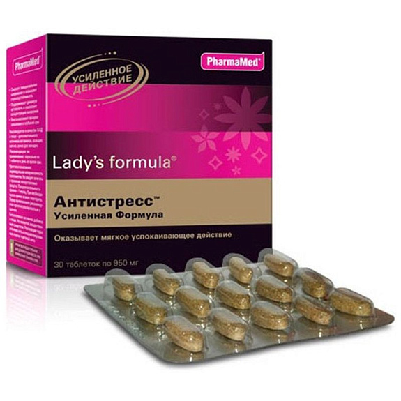 Lady’s formula, Антистресс Усиленная Формула с мягким успокаивающим действием, 950 мг, 30 шт