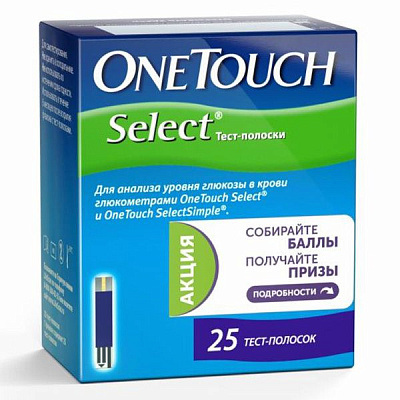 Тест-полоски select One Touch, 25 шт