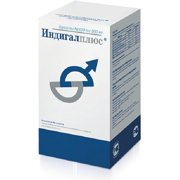 Препарат для лечения хронического простатита Индигал плюс 500 мг, 120 шт