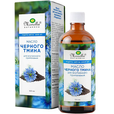 Масло черного тмина для внутреннего применения Мирролла, 100 мл
