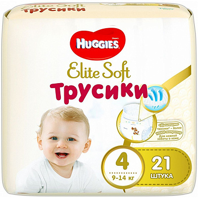 Подгузники-трусики Huggies Elite Soft 4 9-14 кг, 21 шт
