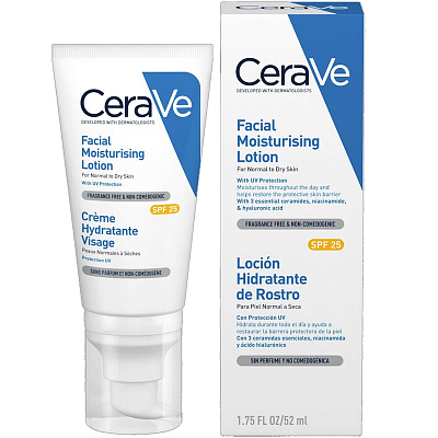 Увлажняющий лосьон для нормальной и сухой кожи лица CeraVe Facial Moisturizing Lotion SPF25, 52 мл