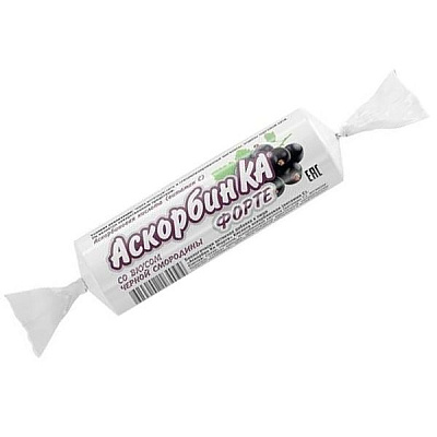 Аскорбиновая кислота жевательная со вкусом черной смородины Аскорбин Ка Форте, 10 шт