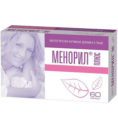 Препарат Менорил плюс для профилактики симптомов, связанных с климаксом и менопаузой, 60 шт