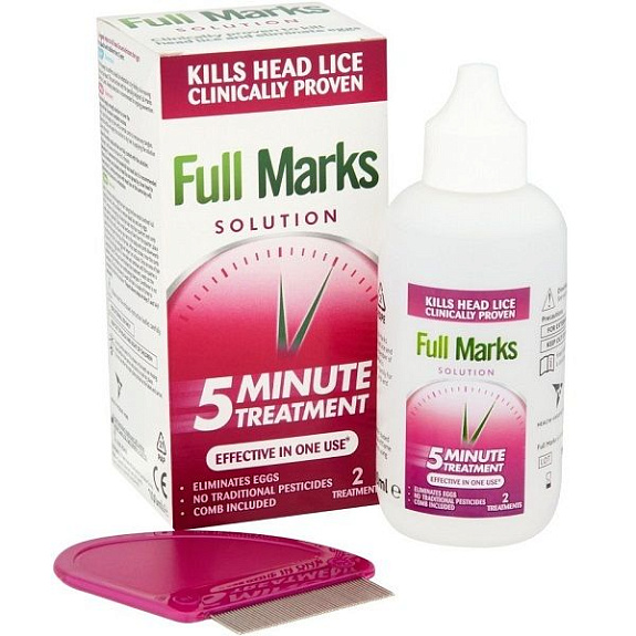 Педикулезный раствор для уничтожения вшей Full Marks, 150 мл + гребень