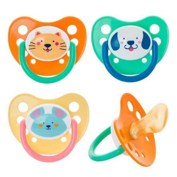 Пустышка латексная ортодонтическая любимчик Курносики, 1 шт