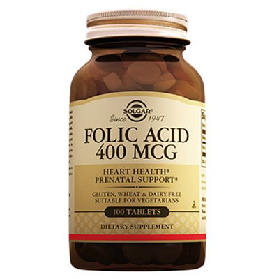 Солгар Фолиевая кислота  Для беременных женщин  Solgar  400 мкг, 100 таблеток