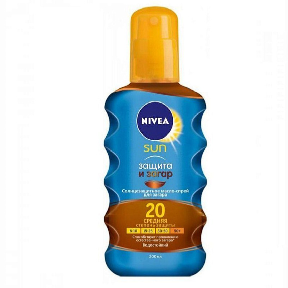 Масло-спрей солнцезащитное защита и загар SPF 20 Nivea Sun, 200 мл