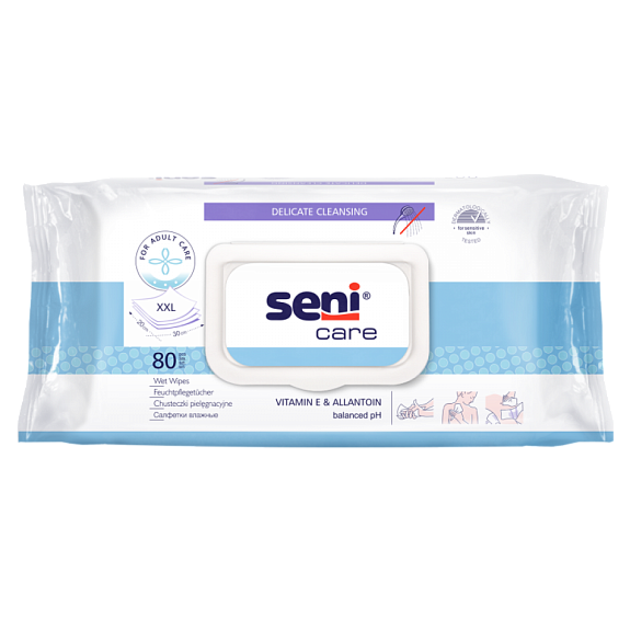 Влажные салфетки Seni Care с витамином Е и аллантоином, 80 шт