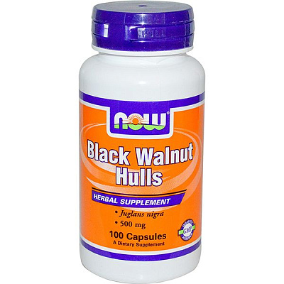 Black Walnut Hulls, Экстракт черного ореха, Now Foods, 500 мг, 100 капсул